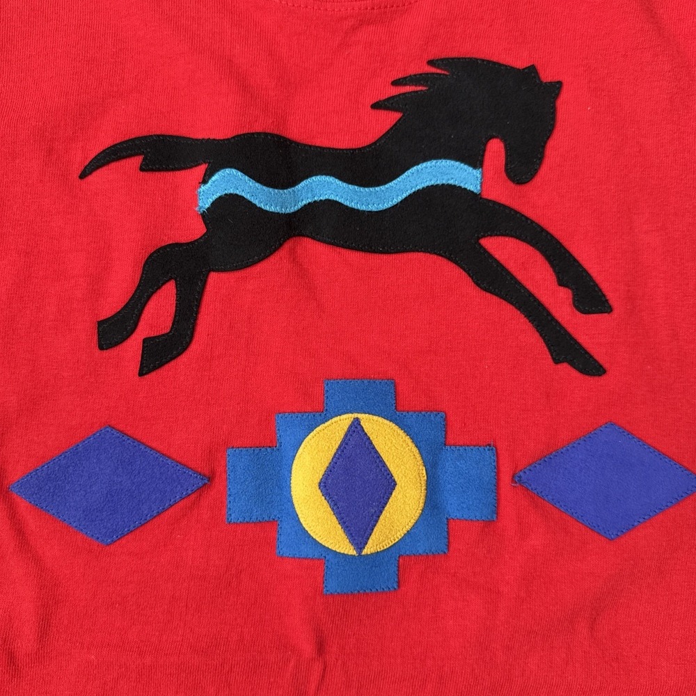 MOXIE‎ T Shirt Youth XL Red Horse Applique Southwestern Cotton Short Sleeve VTG